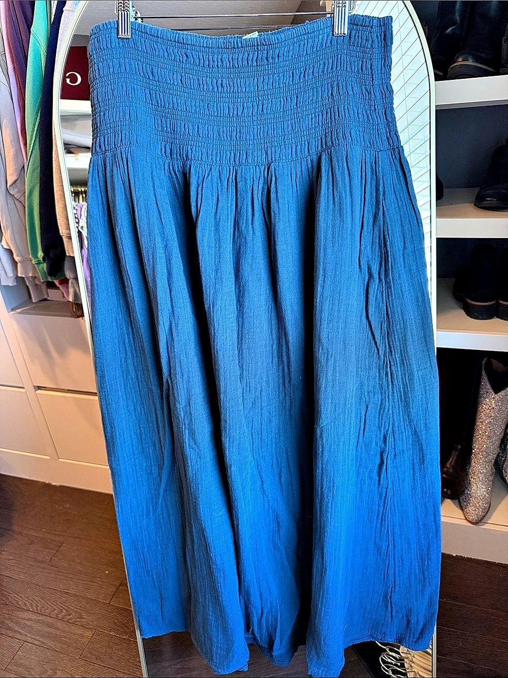 Old Navy Cotton Gauze Smocked-Waist Maxi Skirt Teal